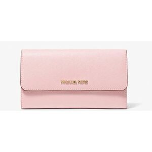 NWT~MICHAEL KORS Jet Set Travel Powder Blush Crossgrain Leather Tri-Fold Wallet